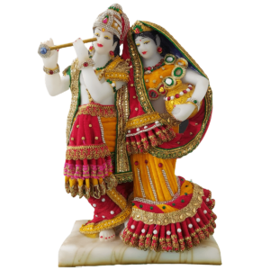 A White Marble Look Beautiful Standing Radha Krishan Statue Murti in Clothes Height 39 CM is extremely beautiful, elegant piece of Decorify