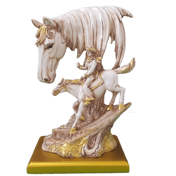 Abstract Horse with Horse Rider Statue Sculpture Figurine Height 25 CM