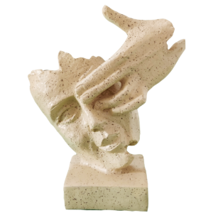 Abstract Lady Face Hand on Eye Sculpture Office Home Decor Height 22 CM