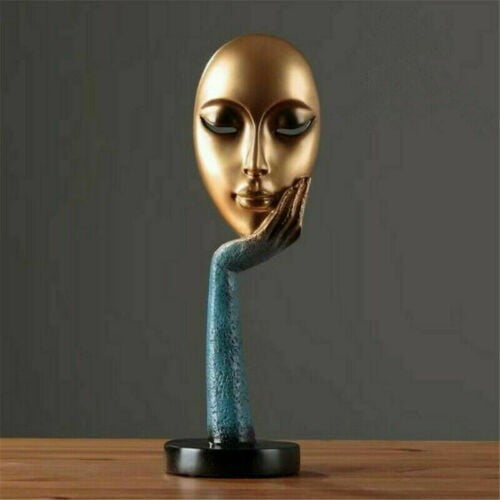Golden Blue Abstract The Thinker Lady Statue for Home Decor Showpiece