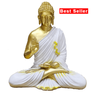 Golden White Buddha Resin Statue Murti Height 56 cm