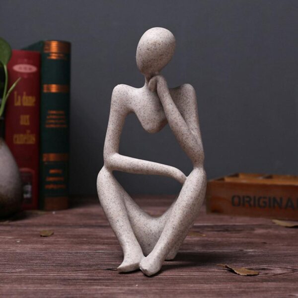 Thinker Lady Sculpture Figurines Office Home Decor H- 22.5 cm