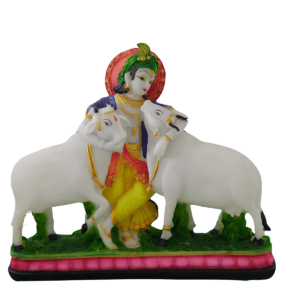 Kanha Ji Krishna Kanahaiya Standing with Two Cows Height 31 CM