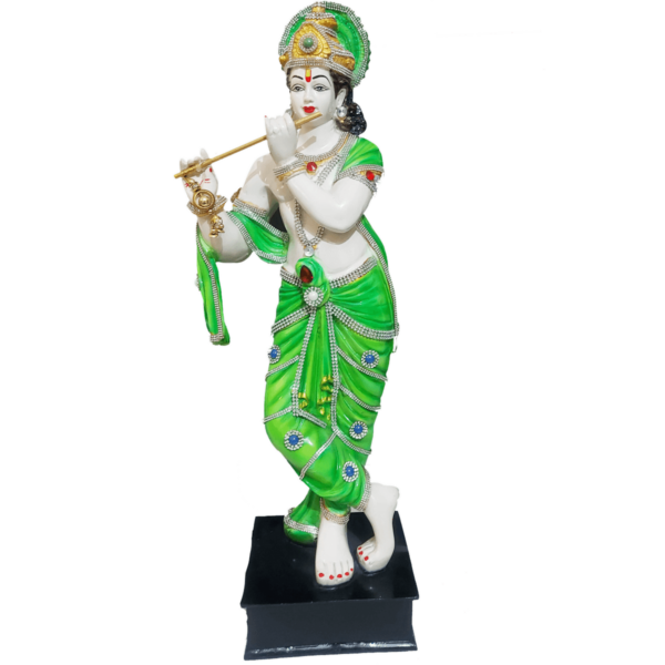 Marble Standing Krishna with Bansuri Height 63 CM