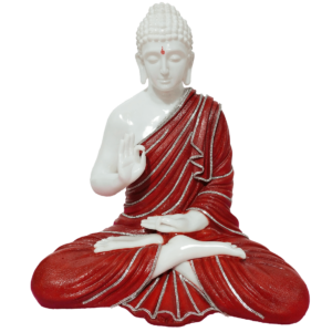 Maroon Composite Marble Large Meditating Buddha Statue Height 56 CM