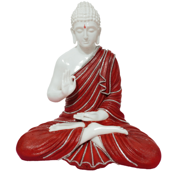 Mehroon Composite Marble Large Meditating Buddha Statue Height 58 CM
