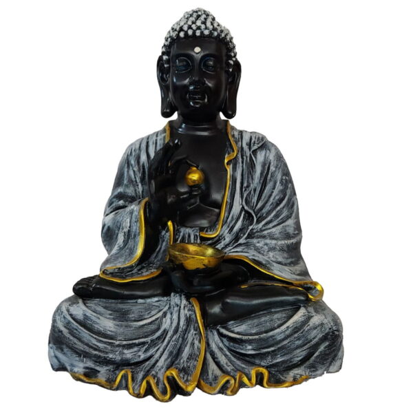 Silver Black Bhagwan Buddha Statue Idol Figurine Murti for Home Decor Height 40 CM