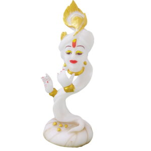 White Marble Finish Pankh Krishna Murti Figurine Sculpture Height 32.5 CM