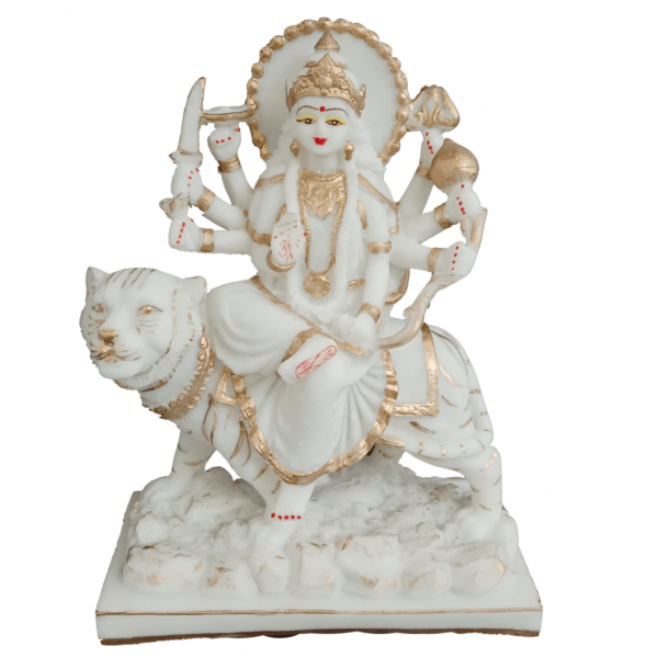 White Marble Look Durga Maa Resin Statue Murti Sculpture Murti Height 26 cm