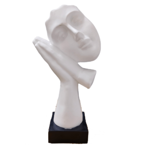 Abstract Woman Face on Hands Statue Table Ascent Height 34 CM