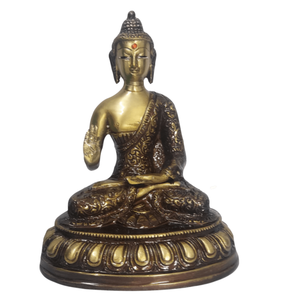 Meditating Buddha Pure Brass Statue with Antique Finish