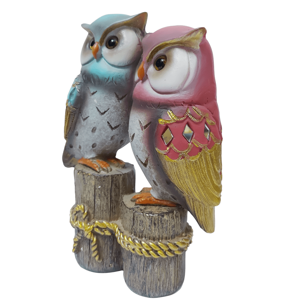 Feng Shui Pair of Owl Statue for Home Decor Living Room Office Table