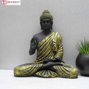 Golden Black Meditating Buddha Idol 36 cm
