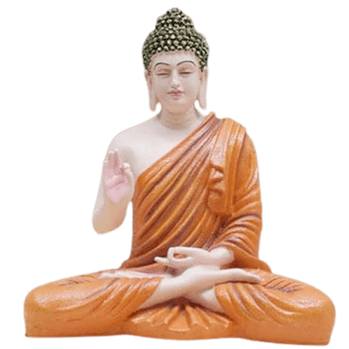 BEIGE- Orange Artistic Blessing Buddha Statue for home decor