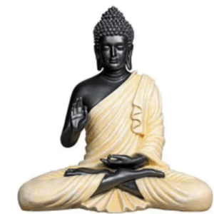 Cream Black Blessing Ashirwad Buddha Statue Figurine Height 40 CM