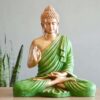 Golden Green Blessing Ashirwad Buddha Statue Idol Figurine Height 40 CM