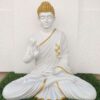 Matt White Golden shade Meditating Lord Buddha Idol 56 cm