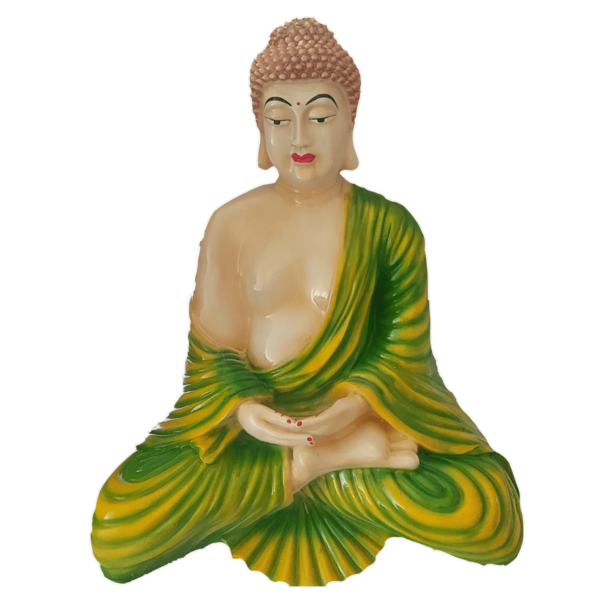 Multicolour Polyresin Meditating Buddha Statue Murti Figurine H- 38 cm