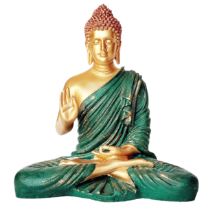 Large Meditating Blessing Buddha Statue Golden Green