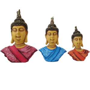 Set of 3 Meditating Buddha Bust Statute Figurine Height 42 CM