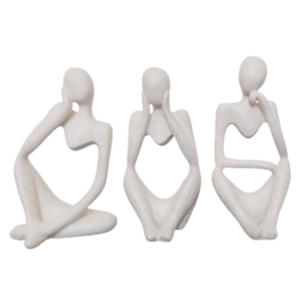 Abstract Creative Set of 3 Lady Thought Thinker Statue Showpiece