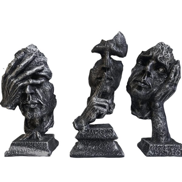 Decorify Black The Thinking Face Set of 3 Showpiece Statue Height 34 CM