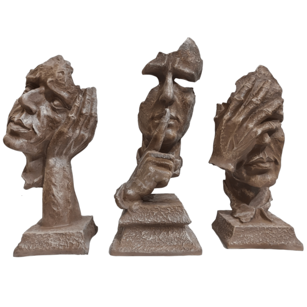 Decorify Brown The Thinking Face Set of 3 Showpiece Statue Height 34 CM