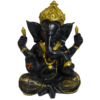 Decorify Chaturbhuj Golden Black Ganesh Statue Murti Figurine