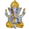 Decorify Chaturbhuj Silver Yellow Ganesh Statue Murti Figurine Height 19 CM