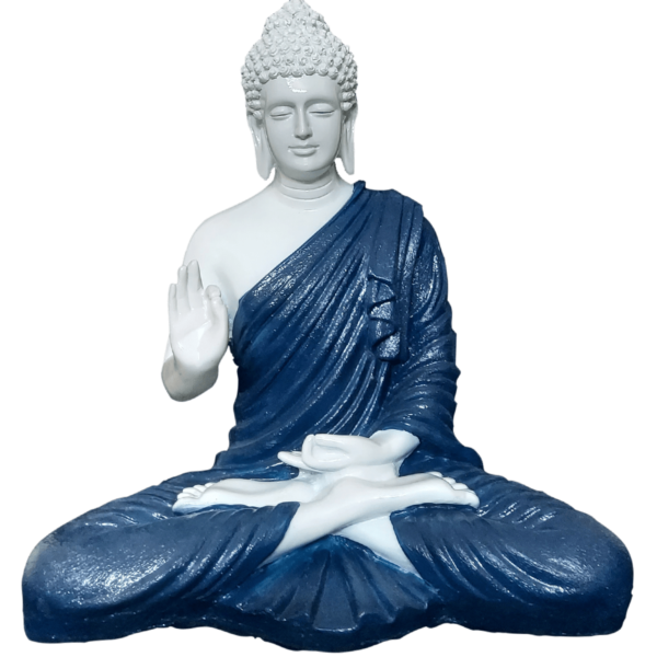 Decorify White Blue Big Size Blessing Buddha Statue Height 56 CM 2 Feet