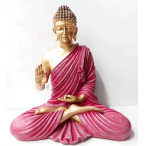 Large Meditating Blessing Buddha Statue Golden Pink Height 56 CM
