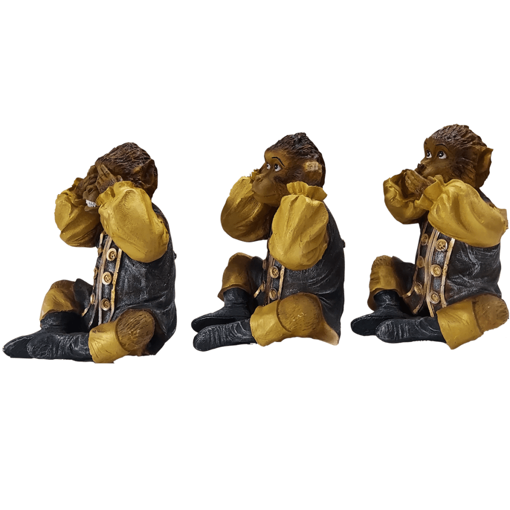 Set Of 3 Monkeys Gandhi Bandar Showpiece Statue Figurine Height 20 CM set-of-3-monkeys-gandhi-bandar-showpiece-statue-figurine-height-20-cm