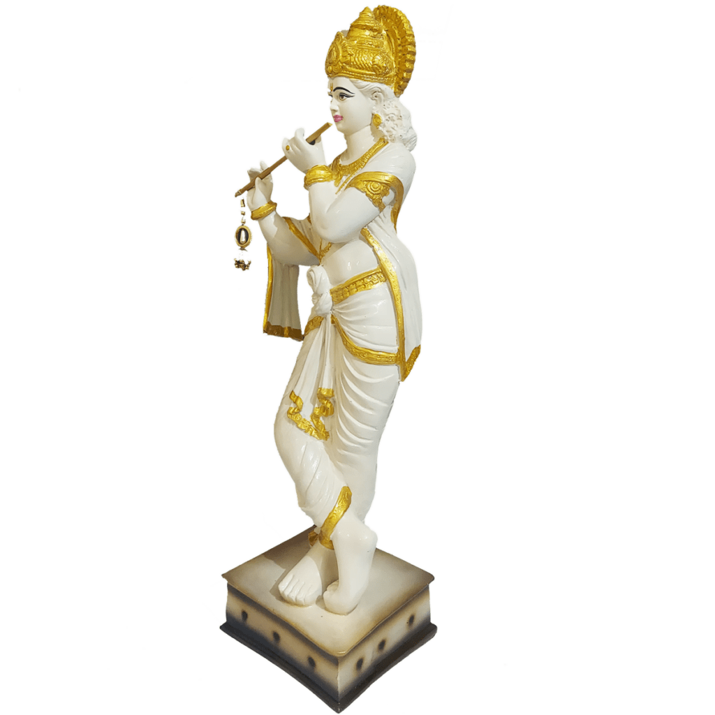 White Standing Krishna with Bansuri Height 63 CM DECORIFY