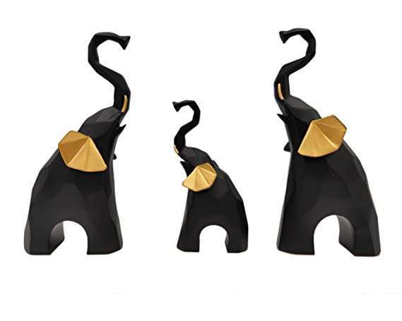 Black Set of 3 Geometric Elephants Statue Figurine for Home Decor : Just a glance at the impeccable effigy of an impeccable abstract Elehelps you accept all phases of life with equanimity. The exquisite figurine, laboriously created by Decorify artists embellishes your dwelling. Each subtle trivia is superintended by adroit makers resulting in alluring and ravishing statuette that is classic even for your bijou shelf. This Figurine represents the Modern Art. This is a Carved Set of Elephants Statue.  But after all Black Set of 3 Geometric Elephants Statue Figurine for Home Decor is one of the best showpiece or gift item for Home/Office Decor.