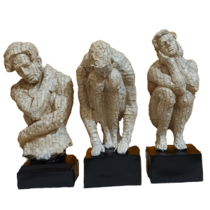 Decorify Set of 3 Brown Texture Man Showpiece Statue Figurine