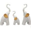 White Set of 3 Geometric Elephants Statue Figurine for Home Decor