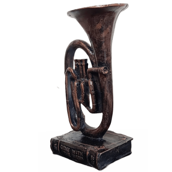 Metalic Resin Trumpet Musical Instrument Showpiece Height 27 CM