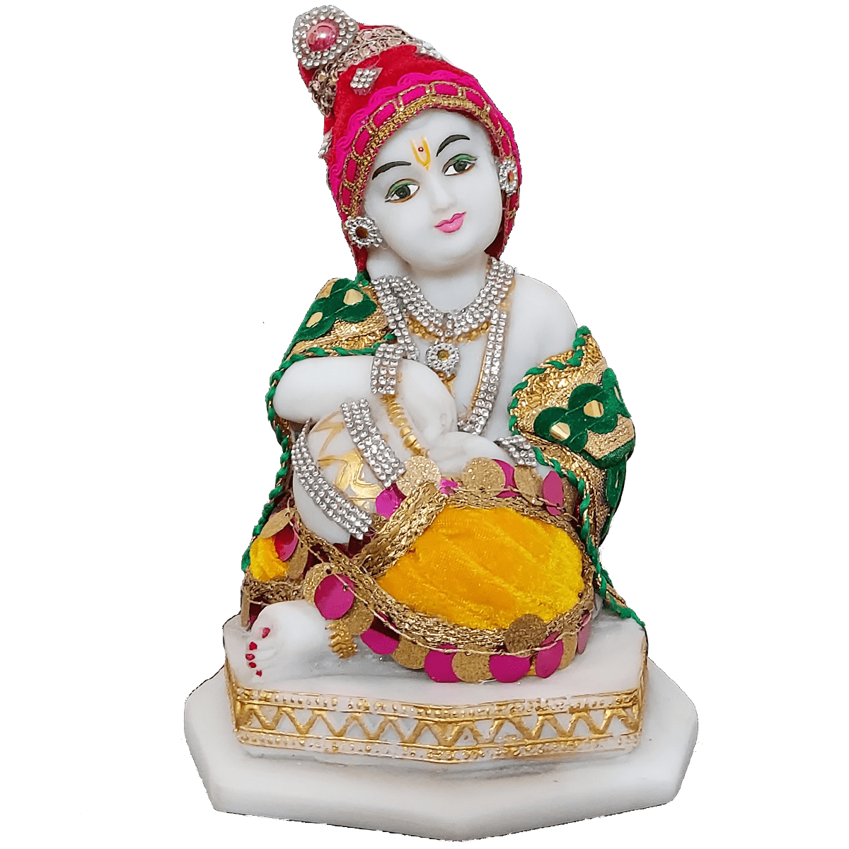 White Marble Look Makhan Chor Kanha Krishna Statue Figurine Murti